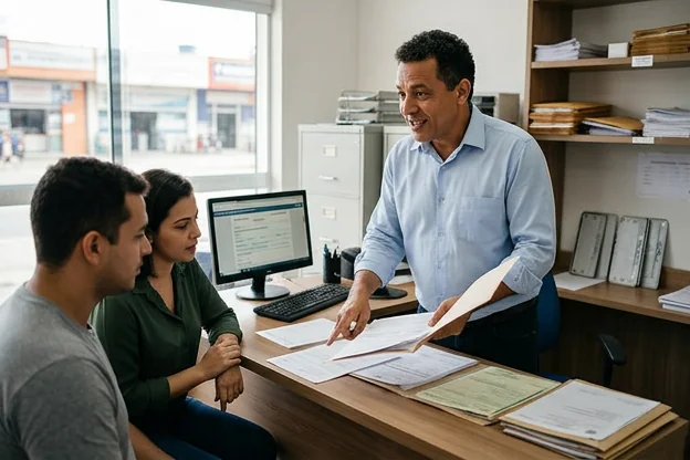 Profissional explicando o funcionamento do serviço de despachante.